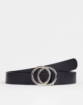 Bolongaro Trevor leather double buckle belt in black