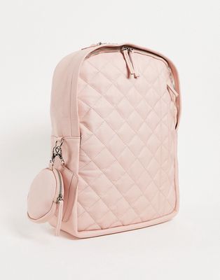 Bolongaro Trevor leather quilted backpack in light pink-Neutral