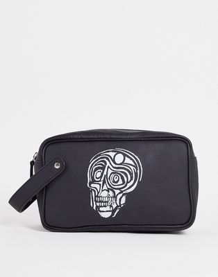 Bolongaro Trevor leather skull toiletry bag in black
