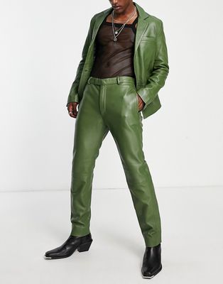 Bolongaro Trevor leather suit pants in green