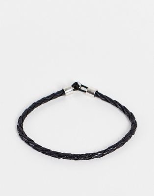 Bolongaro Trevor leather woven bracelet-Black