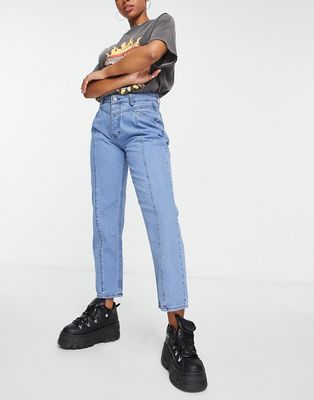 Bolongaro Trevor Madonna high rise seam front jeans in washed mid blue