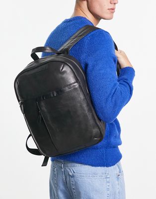 Bolongaro Trevor minimal leather backpack in black