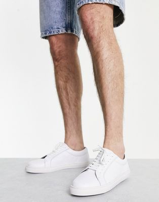 Bolongaro Trevor minimal leather lace up sneakers in white