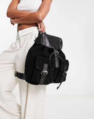 Bolongaro Trevor multi pocket leather backpack in black