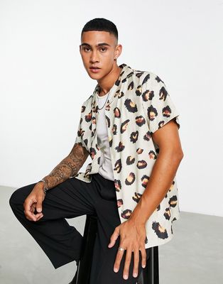 Bolongaro Trevor oversized camp collar shirt in animal print-Multi