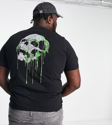 Bolongaro Trevor Plus melting skull print t-shirt in black and teal