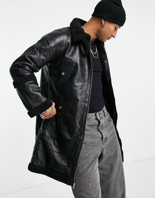Bolongaro Trevor reversible leather & shearling parka jacket-Black