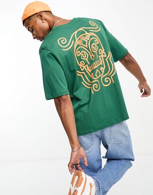 Bolongaro Trevor short sleeve t-shirt in green with orange skull back print