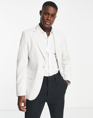 Bolongaro Trevor skinny suit jacket in ecru-Neutral