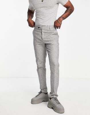 Bolongaro Trevor skinny suit pants in gray pinstripe