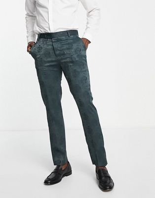 Bolongaro Trevor skinny suit pants in khaki jacquard-Green