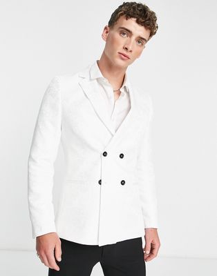 Bolongaro Trevor skinny white blazer in rose print-Black
