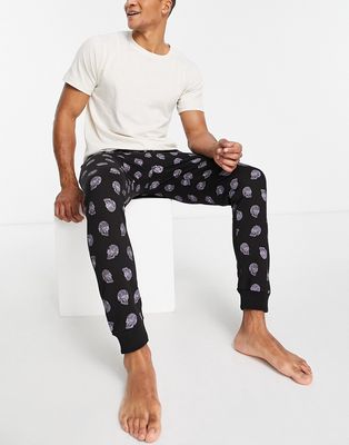 Bolongaro Trevor skull sweatpants & t-shirt pajama set-Black