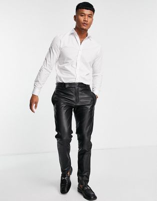 Bolongaro Trevor slim fit leather suit pants-Black