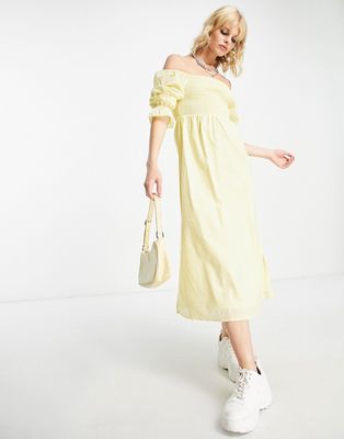 Bolongaro Trevor smock midi dress in lemon yellow