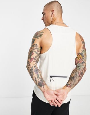 Bolongaro Trevor Sport tank top with mesh front in stone-Neutral