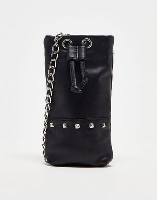 Bolongaro Trevor studded leather coin pouch in black
