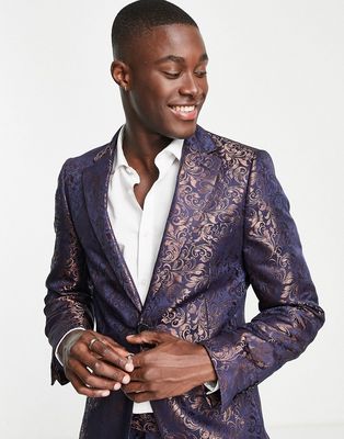 Bolongaro Trevor super skinny suit jacket in floral print-Multi