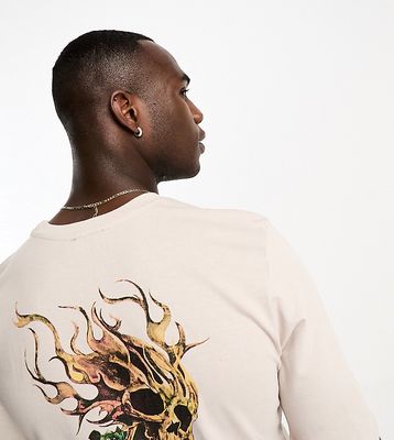 Bolongaro Trevor TALL oversized t-shirt with back print in stone-Neutral