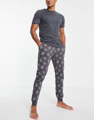 Bolongaro Trevor twenty skull sweatpants & T-shirt pajama set-Grey