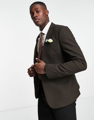 Bolongaro Trevor wedding plain skinny suit jacket in tan-Brown