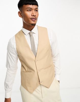 Bolongaro Trevor wedding plain skinny vest in beige-Brown