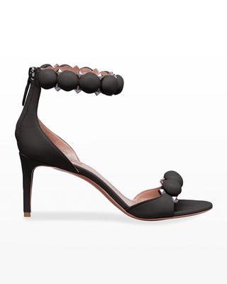 Bombe Stud Leather Ankle-Wrap High-Heel Sandals