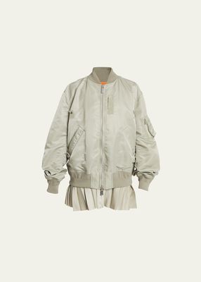 Bomber Jacket with Pleated Underpinning