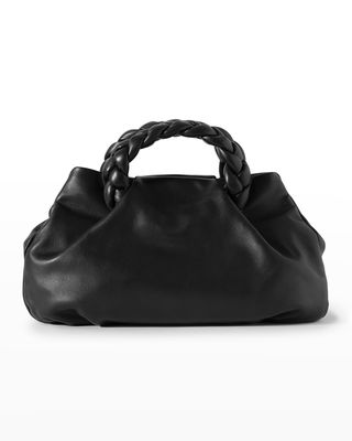 Bombon Large Braided Top-Handle Satchel Bag, Black