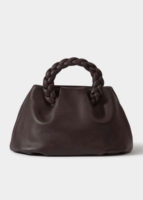 Bombon Medium Braided Leather Top-Handle Bag