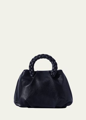 Bombon Shiny Braided Leather Top-Handle Bag