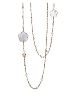 Bon Ton 18K Rose Gold, Light Blue Chalcedony, Quartz & Diamond Long Necklace