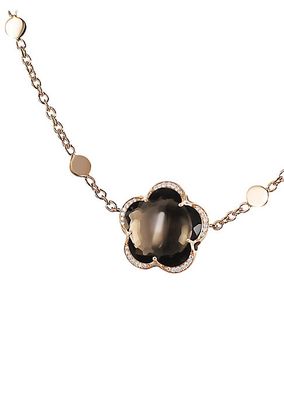 Bon Ton 18K Rose Gold, Smoky Quartz & 0.09 TCW Diamond Pendant Necklace