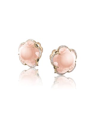 Bon Ton 18k Rose Quartz Earrings with Diamonds