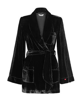 Bon Vivant Short Velvet Robe, Black