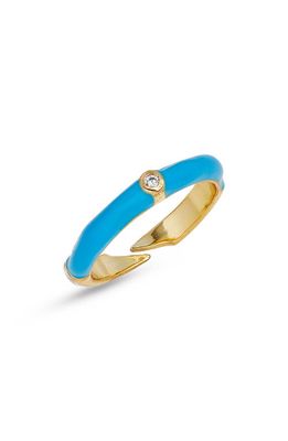 BONBONWHIMS Adjustable Enamel Band Ring in Medium Blue