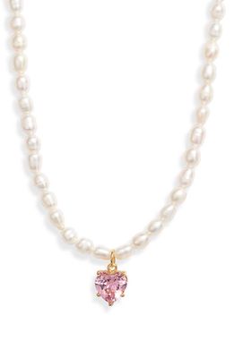 BONBONWHIMS Freshwater Pearl Drops Heart Pendant Necklace in White