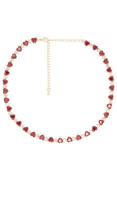 BONBONWHIMS Heart To Heart Tennis Necklace in Red.