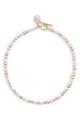 BONBONWHIMS Iridescent Pearl Necklace in Pink/Pastel Multi