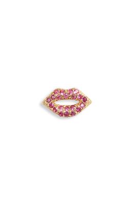 BONBONWHIMS Mini Lucky Pavé Lips Stud Earrings in Hot Pink