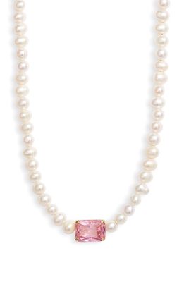 BONBONWHIMS x SFGE Princess Kiss Cubic Zirconia & Freshwater Pearl Necklace in White