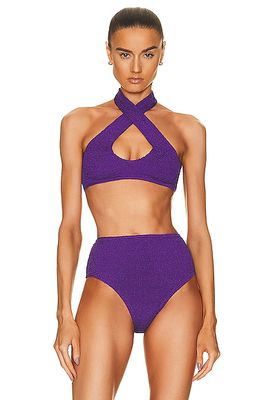 Bond Eye Carmen Bikini Top in Purple.
