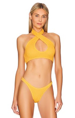 Bond Eye Carmen Crop Eco Bikini Top in Yellow.