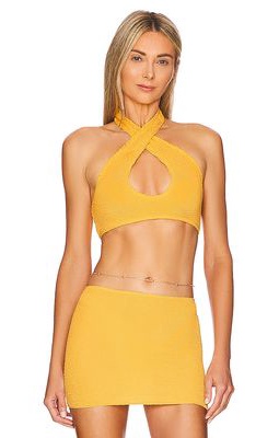 Bond Eye Lena Multi Bandeau Top and Skirt in Yellow.