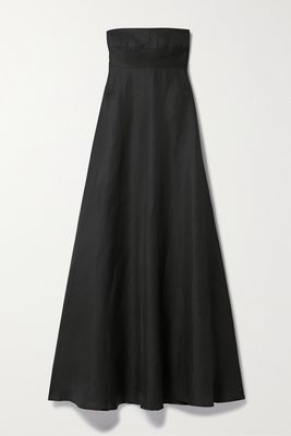 BONDI BORN - Montenegro Strapless Woven Maxi Dress - Black