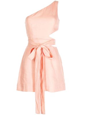 BONDI BORN one-shoulder linen dress - Pink