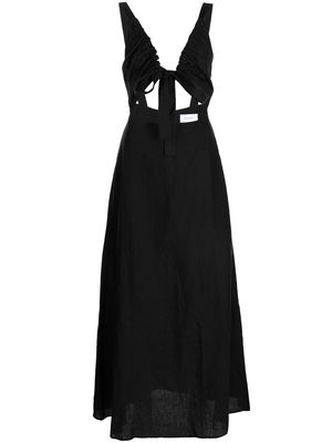 BONDI BORN organic linen V-neck dress - Black