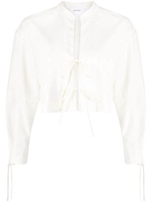 BONDI BORN Papeno front-tie cropped shirt - White