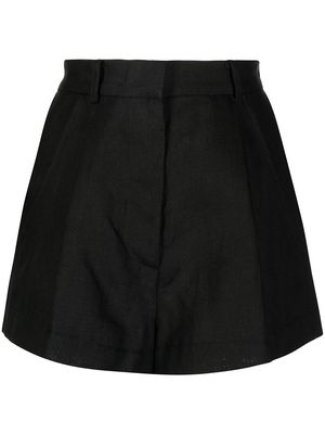 BONDI BORN pleat-detail organic linen shorts - Black